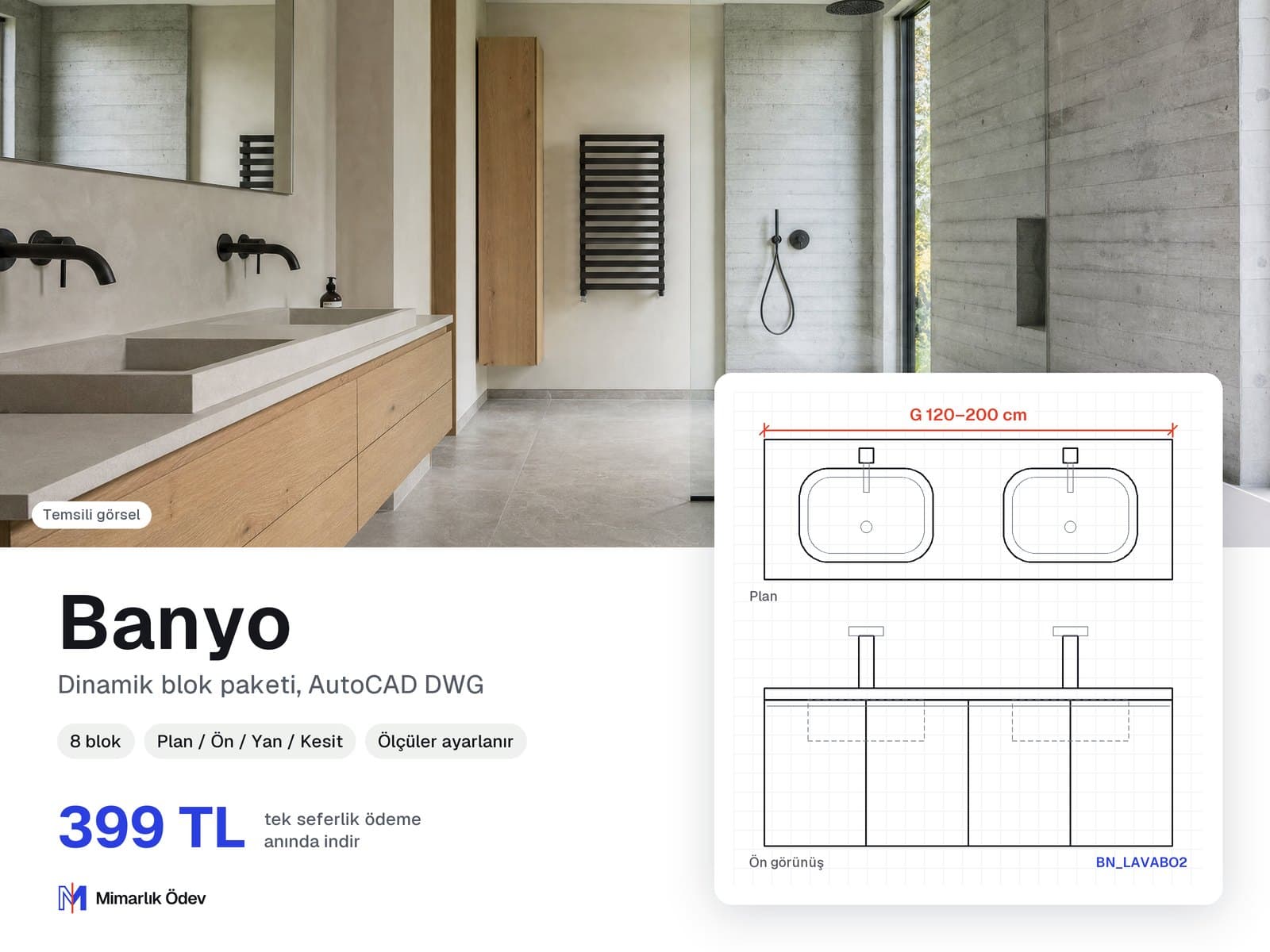 Banyo tefriş blokları DWG paketi