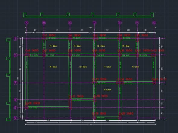 Taşıyıcı sistem planı: aks ve yapısal kurgu