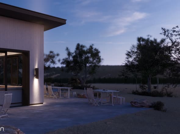 Konut dış mekân render: akşam