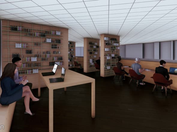İç mekân render: çalışma alanı