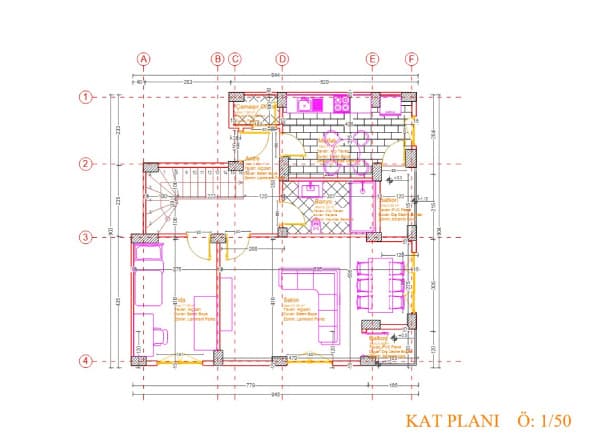 Kat planı: renk kodlu fonksiyon şeması